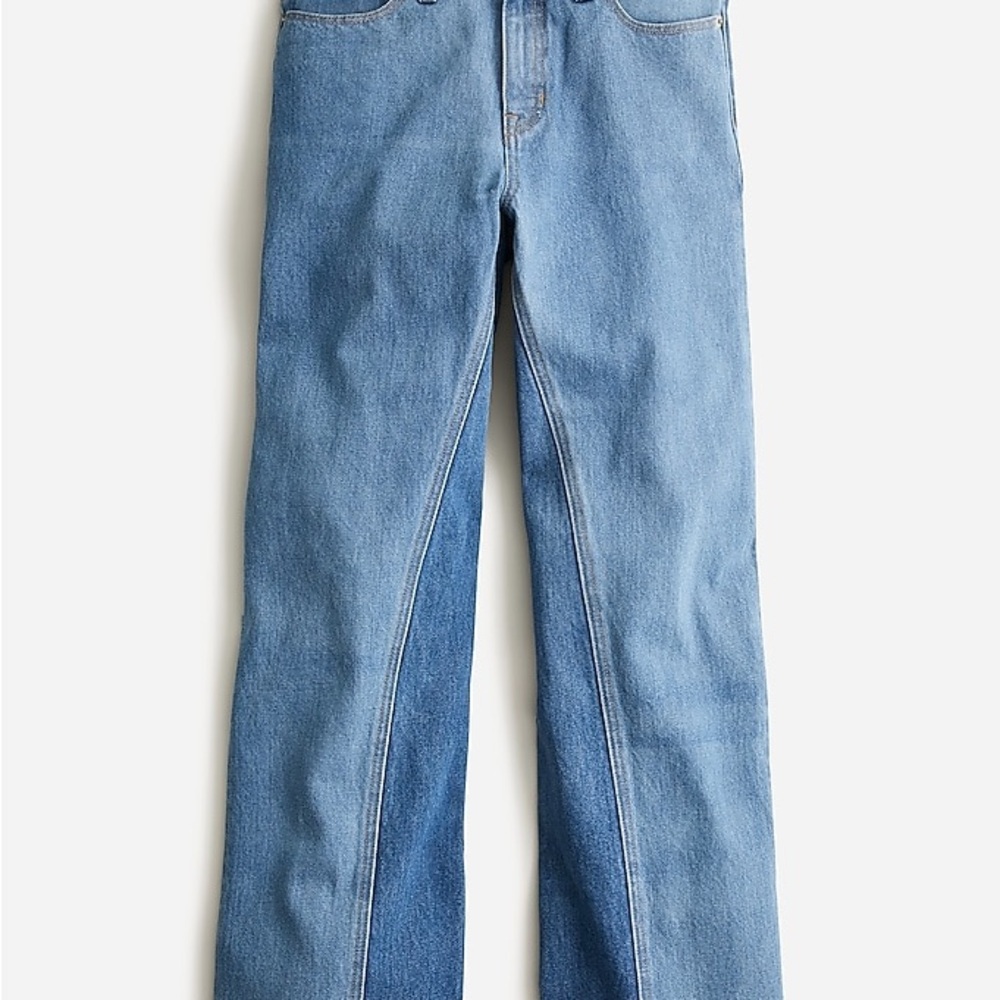 J. Crew Two-Tone Light Blue High-Rise Wide Leg Jeans